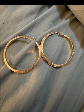 Classic Gold tone Hoop Earrings - Textured Finish